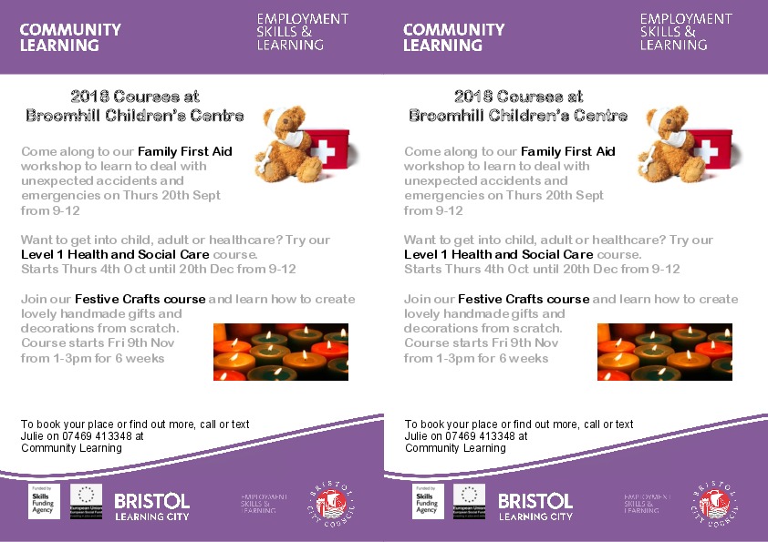 2018 broomhill childrens centre courses