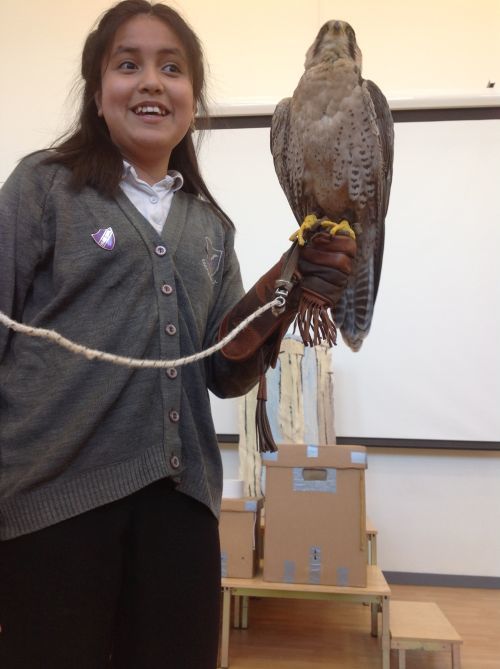 Isaura with bird of prey