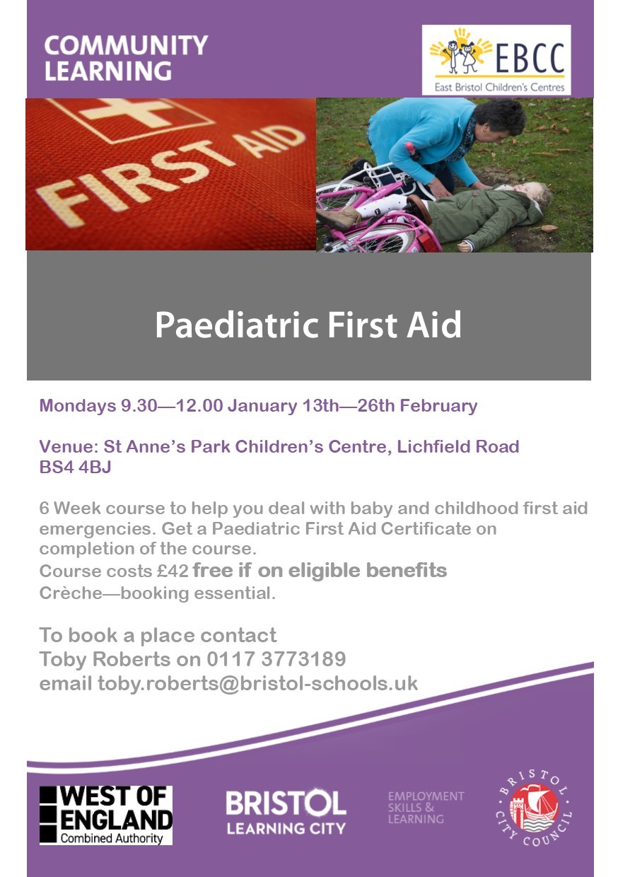 Paediatric first aid course st annes park cc